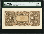Colombia Estado Soberano de Bolivar 10 Pesos ND (1885) Pick S126p Back Proof PMG Uncirculated 62. Printed by the Hamilton Bank Note Engraving & Printi...