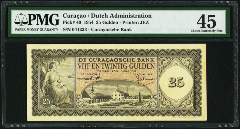 Curacao De Curacaosche Bank 25 Gulden 25.11.1954 Pick 40 PMG Choice Extremely Fi...