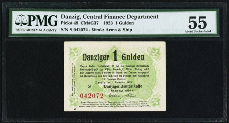 Danzig Central Finance Department 1 Gulden 1.11.1923 Pick 48 PMG About Uncircula...