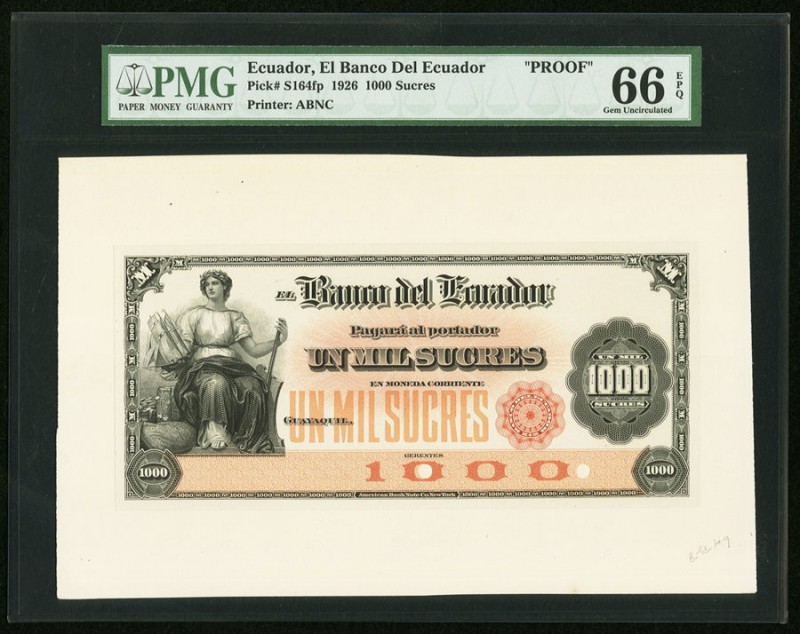 Ecuador Banco del Ecuador 1000 Sucres ND (1926) Pick S164fp; S164bp Face and Bac...