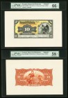 Ecuador Banco del Pichincha 10 Sucres ND (1912-14) Pick S224fp; bp Face and Back Proofs PMG Gem Uncirculated 66 EPQ; Choice About Unc 58 EPQ. A charmi...