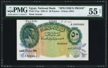 Egypt National Bank of Egypt 50 Piastres 4.7.1941 Pick 21sp Specimen Proof PMG About Uncirculated 55 Net. An interesting hybrid prototype, complete wi...