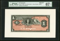 El Salvador Banco Occidental 1 Peso ND (1910-17) Pick S172fp; bp Front and Back Proofs PMG Superb Gem Unc 67 EPQ; Gem Uncirculated 66 EPQ. A wonderful...