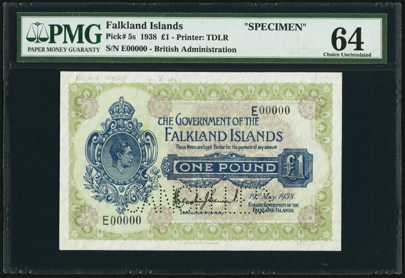 Falkland Islands Government of the Falkland Islands 1 Pound 19.5.1938 Pick 5s Sp...