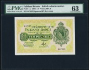Falkland Islands Government of the Falkland Islands 10 Pounds 5.6.1975 Pick 11a PMG Choice Uncirculated 63. Balanced margins and excellent color are t...