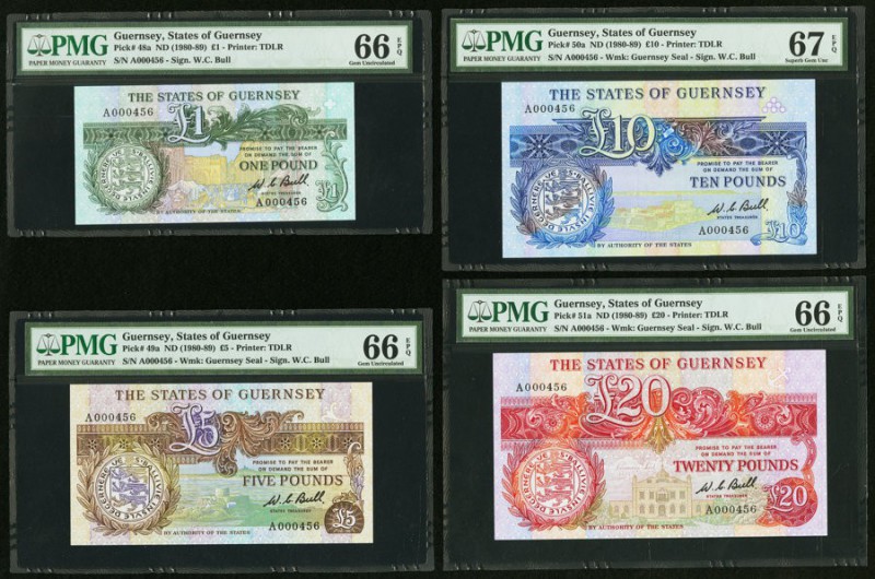 Matching Serial Number 456 Guernsey States of Guernsey ND (1981-89) PMG Graded. ...