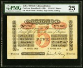India Government of India, Bombay 5 Rupees 8.4.1915 Pick A6a Jhunjhunwalla-Razack 2A.1.5B.1PMG Very Fine 25. A handsome and pleasing example of this r...
