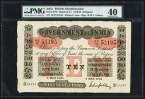 India Government of India 10 Rupees 5.5.1920 Pick A10v Jhunjhunwalla-Razack 2A.2.4.1 PMG Extremely Fine 40. A wholesome example of this oversized issu...