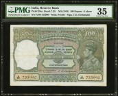 India Reserve Bank of India 100 Rupees ND (1943) Pick 20m Jhunjhunwalla-Razack 4.7.2G PMG Choice Very Fine 35. Original colors and paper are seen on t...