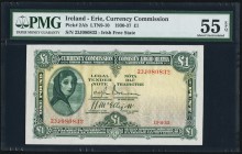 Ireland Currency Commission 1 Pound 15.8.33 Pick 2Ab PMG About Uncirculated 55 EPQ. Great color is retained by this lightly handled Irish Free State n...