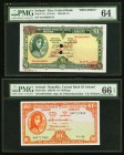Ireland Central Bank of Ireland 1 Pound 31.12.99 Pick 57s Specimen PMG Choice Uncirculated 64; Ireland Central Bank Of Ireland 10 Shillings 6.6.68 Pic...