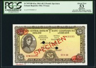Ireland Central Bank of Ireland 5 Pounds 20.6.1963 Pick 65as Specimen PCGS Apparent About New 53. A lovely Specimen printed by De La Rue. Control numb...