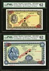 Ireland Central Bank of Ireland 5; 10 Pounds 1969-70 Pick 65bs; 66bs Specimens PMG Uncirculated 62 (2). A crisp, well embossed pair of Irish Specimen ...