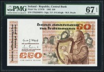 Ireland Central Bank of Ireland 50 Pounds 1.11.(19)82 Pick 74a PMG Superb Gem Unc 67 EPQ. This example has earned the highest grade that PMG has besto...