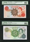 Isle Of Man Isle of Man Government 20; 50 Pounds 1979; ND (1983) Pick 32 "Commemorative" Pick 39a Two Examples PMG Gem Uncirculated 66 EPQ (2). Two Fa...
