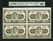 Luxembourg Allied Occupation World War II 5 Francs ND (1944) Pick 43s Schwan-Boling 101s Block of Four Specimens PMG Gem Uncirculated 66 EPQ. The Alli...
