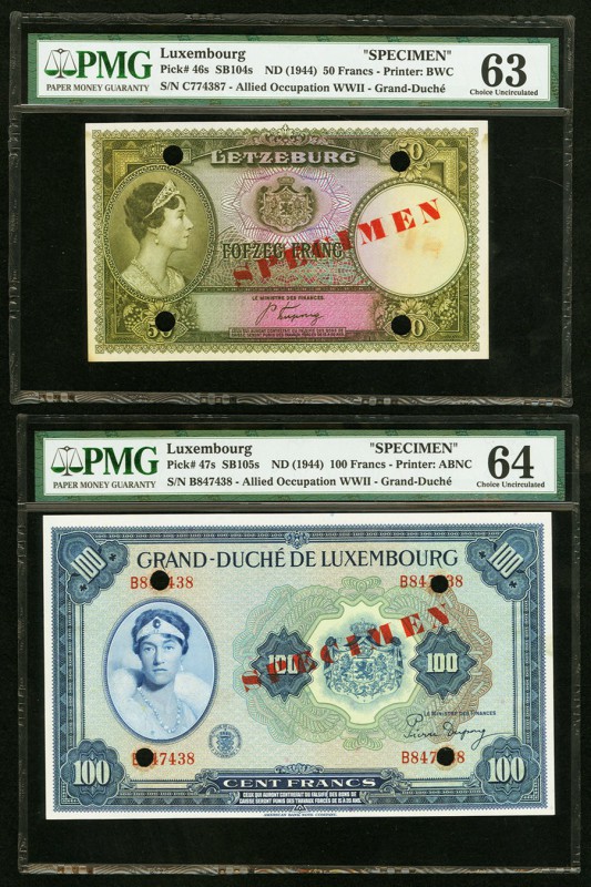 Luxembourg Allied Occupation World War II 50 Francs ND (1944) Pick 46s Specimen ...