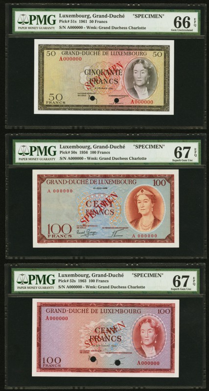 Luxembourg Grand-Duche de Luxembourg 100; 50; 100 Francs 1956-63 Pick 50s; 51s; ...