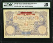Madagascar Banque de Madagascar 100 Francs 7.12.1892 Pick 34 PMG Very Fine 25. A scarce early example from Madagascar. This issue was intended for cir...