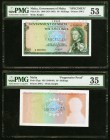 Malta Government of Malta 10 Shillings ND (1949-69) Two Examples. Pick 25pp Progressive Proof PMG Choice Very Fine 35, perforated "Cancelled;" Pick 25...