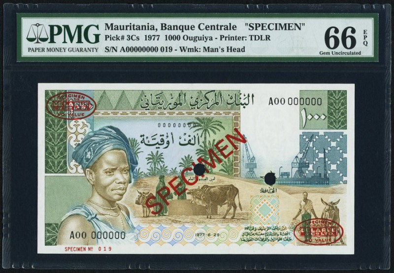 Mauritania Banque Centrale de Mauritanie 1000 Ouguiya Pick 3Cs Specimen PMG Gem ...