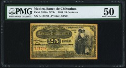 Mexico Banco de Chihuahua 25 Centavos 1889 Pick S118a PMG About Uncirculated 50. A pretty and scarce small sized issue. There are only three examples ...