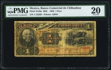 Mexico Banco Comercial de Chihuahua 1 Peso 1889 Pick S126a PMG Very Fine 20. A decent enough example of this very rare note, which is seldom seen in a...