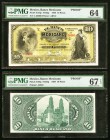 Mexico Banco Mexicano 10 Pesos 1888 Pick 156p Front and Back Uniface Proofs PMG Choice Uncirculated 64; Superb Gem Unc 67 EPQ. A pleasing pair of unif...