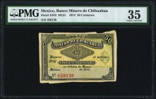 Mexico Banco Minero de Chihuahua 50 Centavos 1914 Pick S183 PMG Choice Very Fine 35. As with many of the other rare Mexican offerings in this auction,...