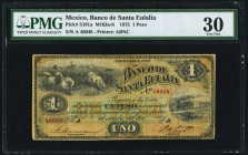 Mexico Banco de Santa Eulalia 1 Peso 1875 Pick S191a PMG Very Fine 30. Printed by the American Banknote Company, this is one of the earliest private b...