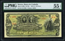 Mexico Banco de Coahuila 50 Pesos 5.2.1914 Pick S198b PMG About Uncirculated 55 EPQ. This beautiful, briefly circulated example retains all its origin...