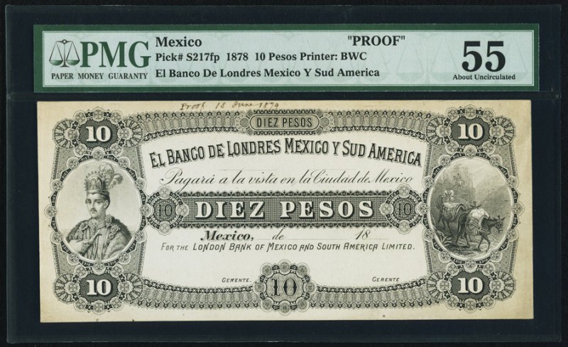 Mexico Banco de Londres Mexico y Sud America 10 Pesos ND (1878-79) Pick S217fp F...