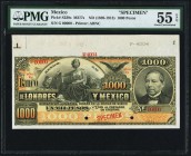 Mexico Banco de Londres y Mexico 1000 Pesos ND (1889-1913) Pick S239s Specimen PMG About Uncirculated 55 EPQ. A handsome, large sized working Specimen...