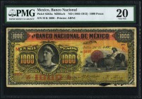 Mexico Banco Nacional de Mexico 1000 Pesos 26.7.1897 Pick S263a M305 PMG Very Fine 20. Printed by ABNCo., the 1000 Pesos note was the largest denomina...