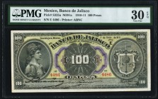 Mexico Banco de Jalisco 100 Pesos 5.1.1911 Pick S325a PMG Very Fine 30 EPQ. A very scarce banknote in issued form, and especially desirable with compl...