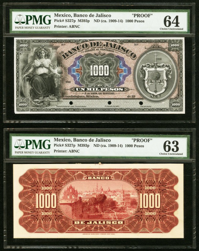 Mexico Banco de Jalisco 1000 Pesos ND (ca. 1909-14) Pick 327p Front and Back Uni...