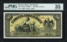Mexico Banco del Estado de Mexico 50 Pesos 18.7.1888 Pick S332a PMG Choice Very Fine 35. Much above average for the type, and quite scarce. A small se...