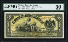 Mexico Banco del Estado de Mexico 50 Pesos 26.8.1901 Pick S332b PMG Very Fine 30. A handsome and problem free example of this higher denomination issu...