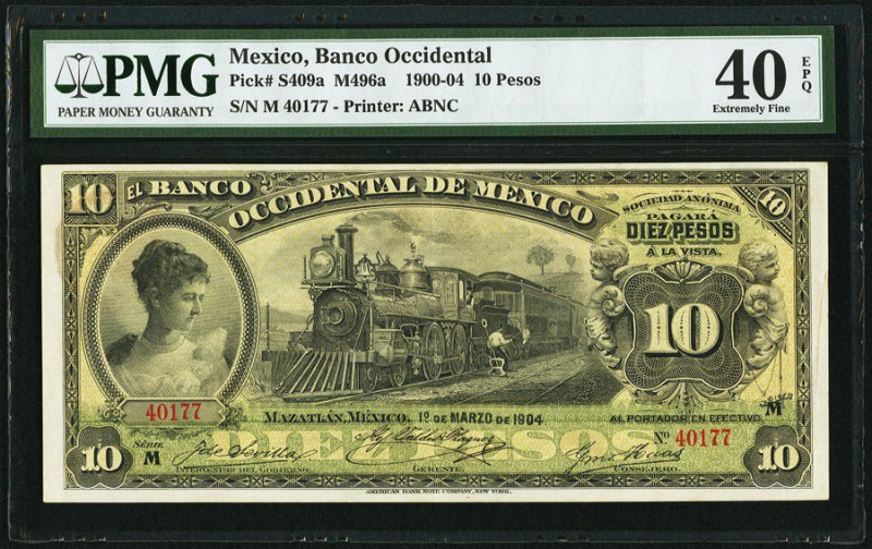 Mexico Banco Occidental de Mexico 10 Pesos 1.3.1904 Pick S409a M496a PMG Extreme...