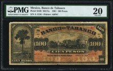 Mexico Banco De Tabasco 100 Pesos 1.1.1901 Pick S428 PMG Very Fine 20. An underrated series in any and all grades, as very few issued examples have su...
