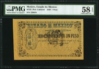 Mexico Estado de Mexico 1 Peso 30.8.1848 Pick UNL M735 PMG Choice About Unc 58 EPQ. An unusual early Bono that is unlisted in Pick, the design reflect...
