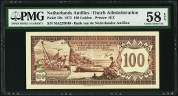 Netherlands Antilles Bank van de Nederlandse Antillen 100 Gulden 1.6.1972 Pick 12b PMG Choice About Unc 58 EPQ. A rare higher denomination and quite d...