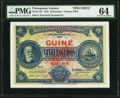Portuguese Guinea Banco Nacional Ultramarino 1.1.1921 Pick 16s Specimen PMG Choice Uncirculated 64. A large sized colonial Specimen destined for the n...