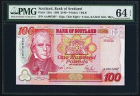 Scotland Bank of Scotland 100 Pounds 17.7.1995 Pick 123a PMG Choice Uncirculated 64 EPQ. An intricately designed and well printed 100 Pound example. A...
