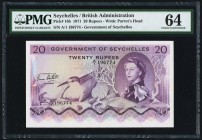 Seychelles Government of Seychelles 20 Rupees 1.1.1971 Pick 16b PMG Choice Uncirculated 64. A handsome example of this middle date in the series. Stri...