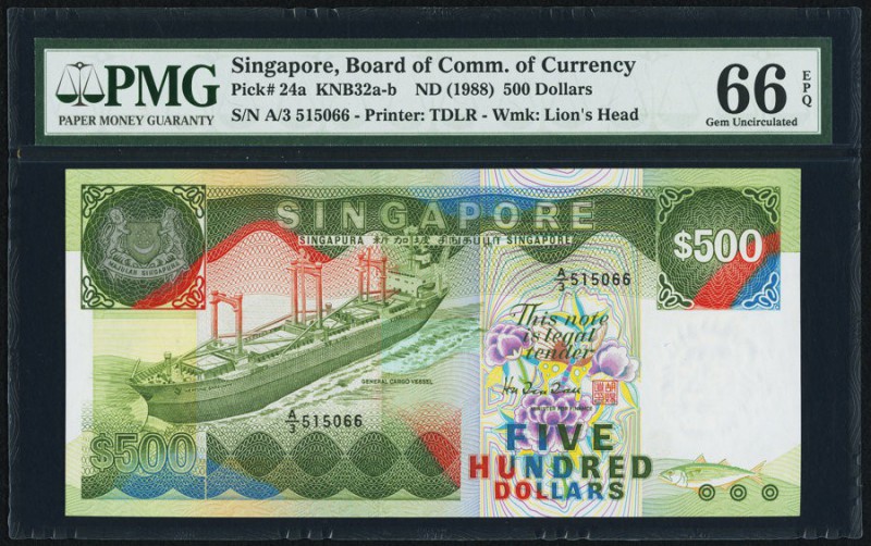 Singapore Board of Commissioners of Currency 500 Dollars ND (1988) Pick 24a PMG ...