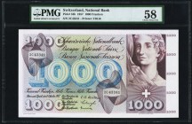 Switzerland Schweizerische Nationalbank 1000 Franken 4.10.1957 Pick 52b PMG Choice About Unc 58. A highly collectable and well preserved example. This...