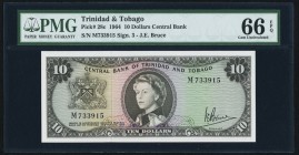 Trinidad And Tobago Central Bank of Trinidad and Tobago 10 Dollars ND (1964) Pick 28c PMG Gem Uncirculated 66 EPQ. A beautifully choice example of thi...