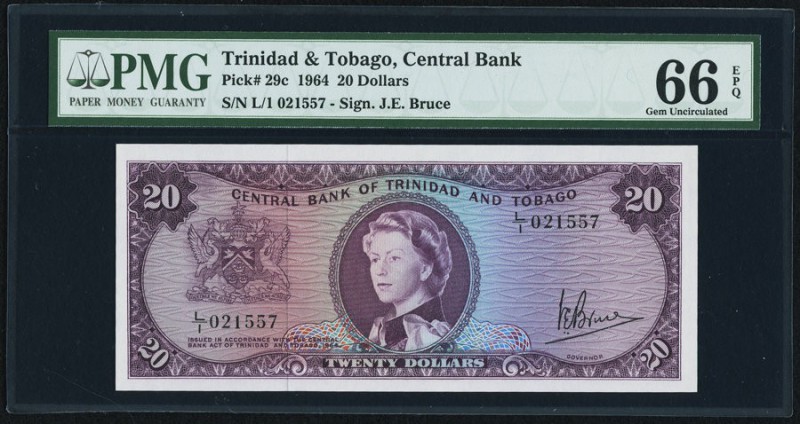 Trinidad And Tobago Central Bank of Trinidad and Tobago 20 Dollars ND (1964) Pic...