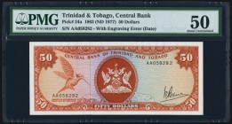 Trinidad And Tobago Central Bank of Trinidad and Tobago 50 Dollars 1963 (1977) Pick 34a PMG About Uncirculated 50. An underrated modern rarity that is...
